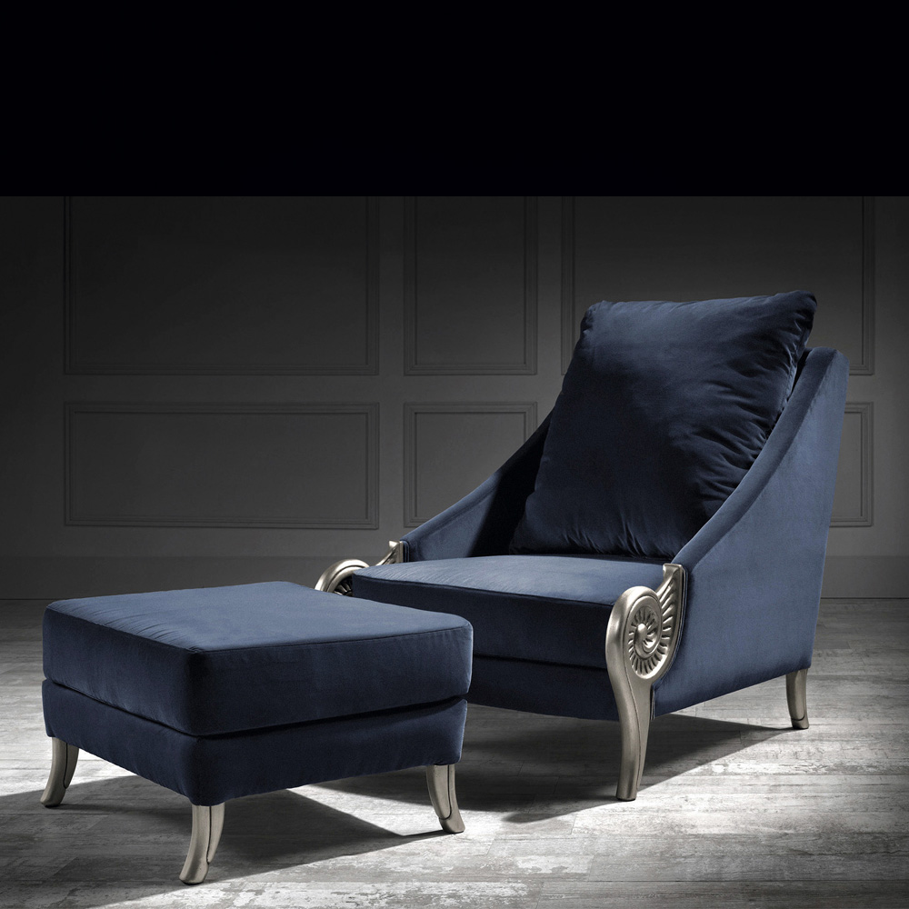 Luxury deep armchair, luxury blue armchair