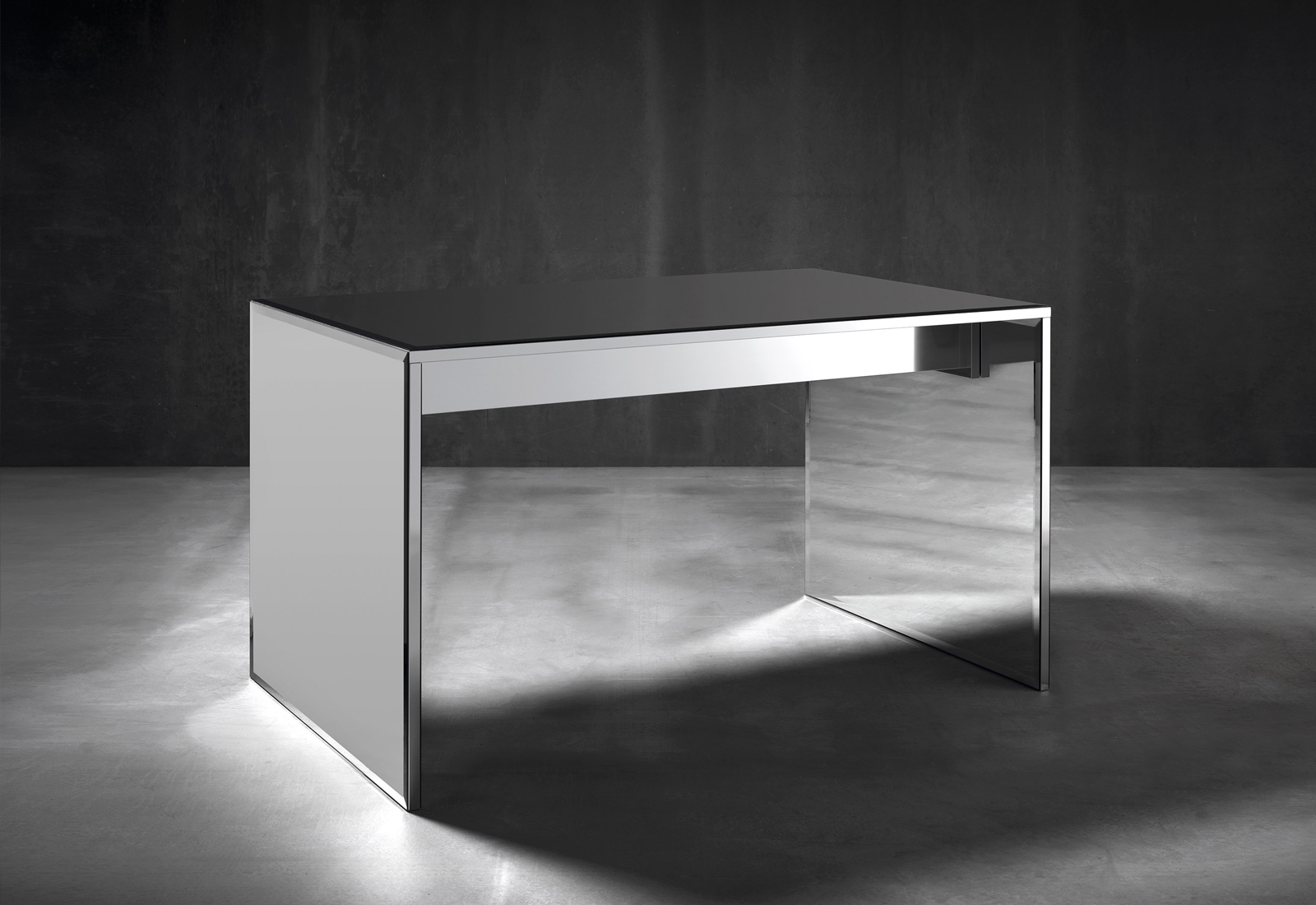 contemporary desk, modern desk, mirror desk, mirrored desk